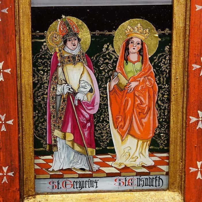 Antique Oil Painting With Four Saints, Germany Ca. 1920s photo 614.0