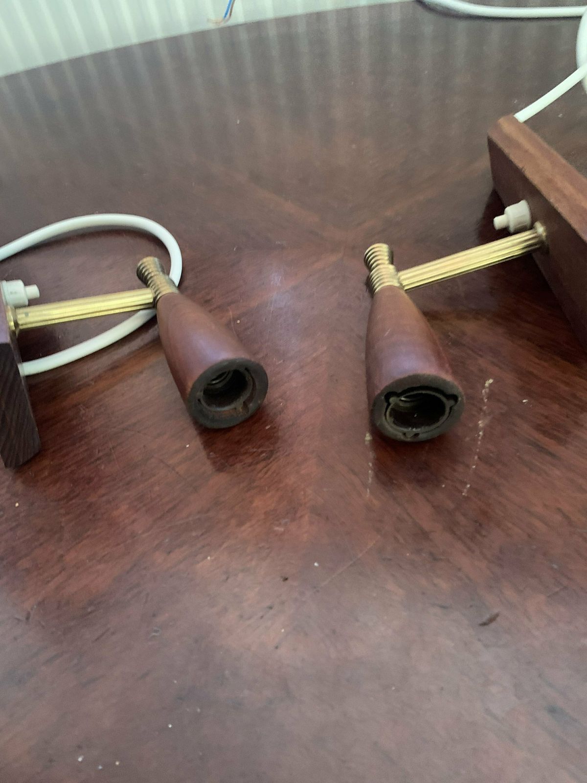Original Vintage Danish Laoni Belysning 60s Teak Pair Of Wall Lights/Sconces Retro Mcm photo for sale