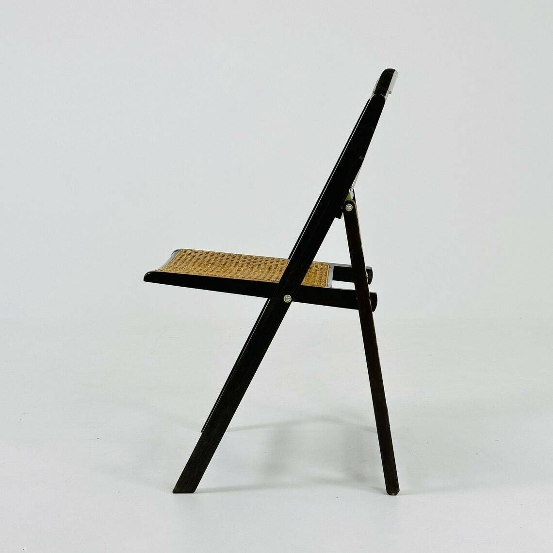 Rattan Vintage Folding Chair Gilles Ebonized Italy, 1960s photo vintage