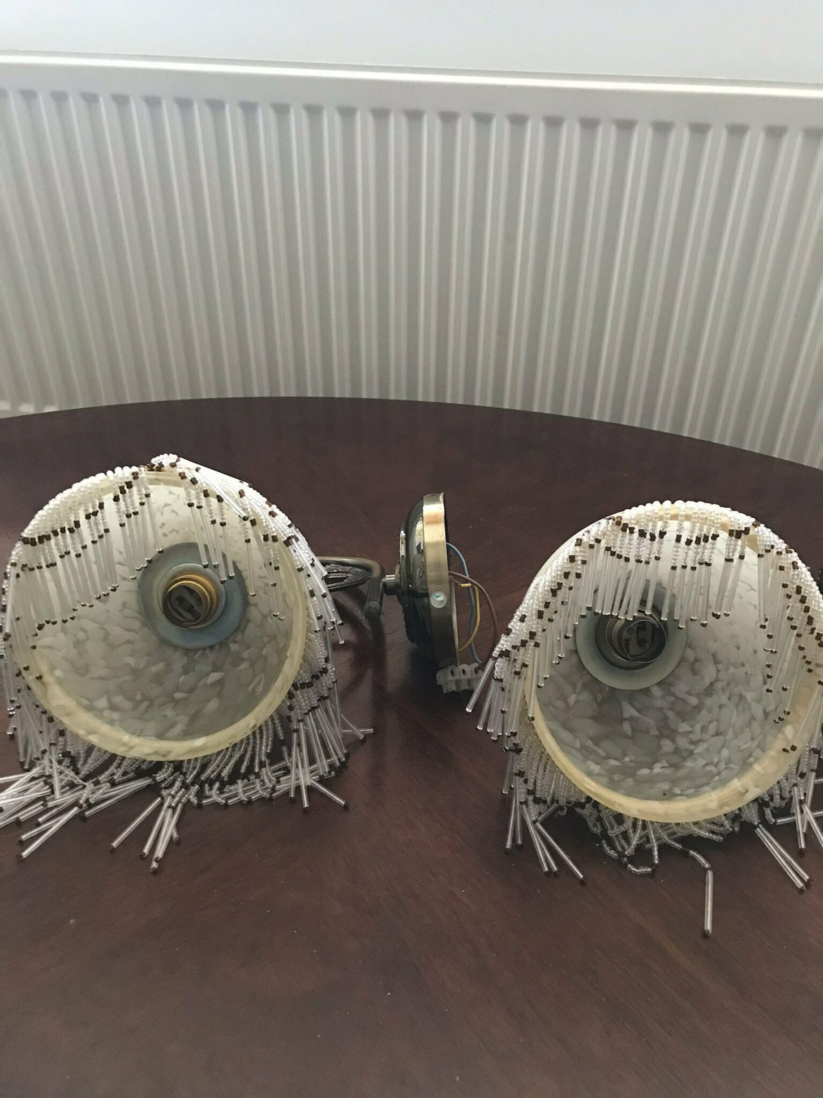 Art Deco Style Marbled Glass Wall Lights/Sconces Pair photo Lighting