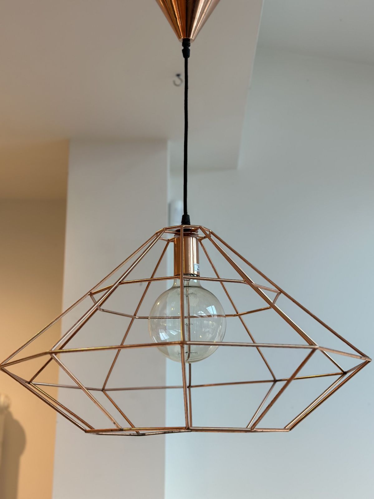 Pair Of Copper Coloured Pendant Lights photo furniture