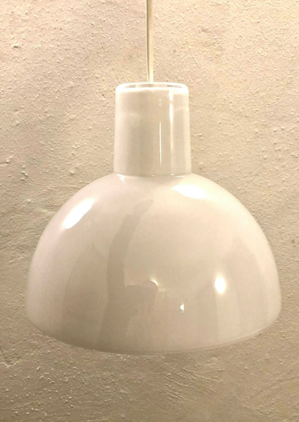Danish Opal Glass Postmodern White Ceiling Lamp   Design By Anja Kjær For Royal Copenhagen And Holmegaard In 1993 photo Lighting
