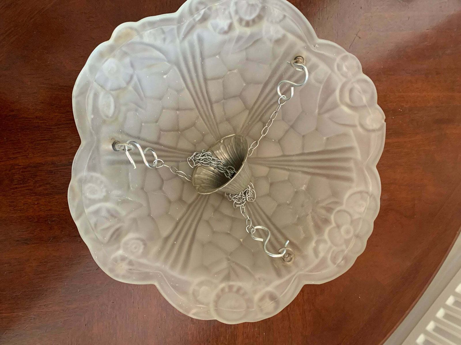 Original Antique Art Deco Chandelier By Degue C1930 C/W Original Rose photo vintage