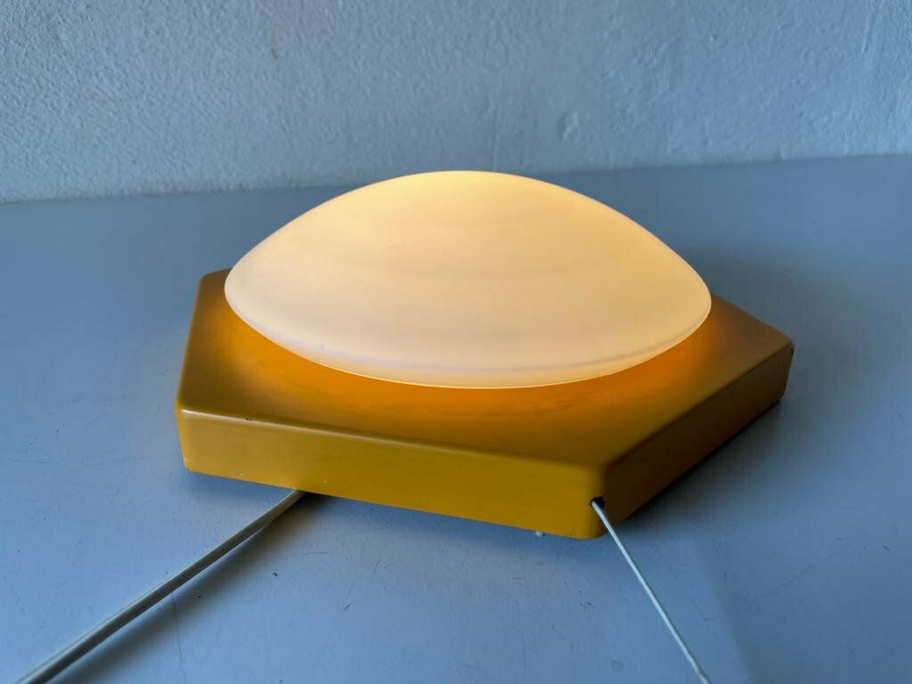 Pop Art Orange Metal & Milk Round Glass Single Sconce By Rolf Krüger For Heinz Neuhaus Leuchten, 1970s, Germany photo 447.0
