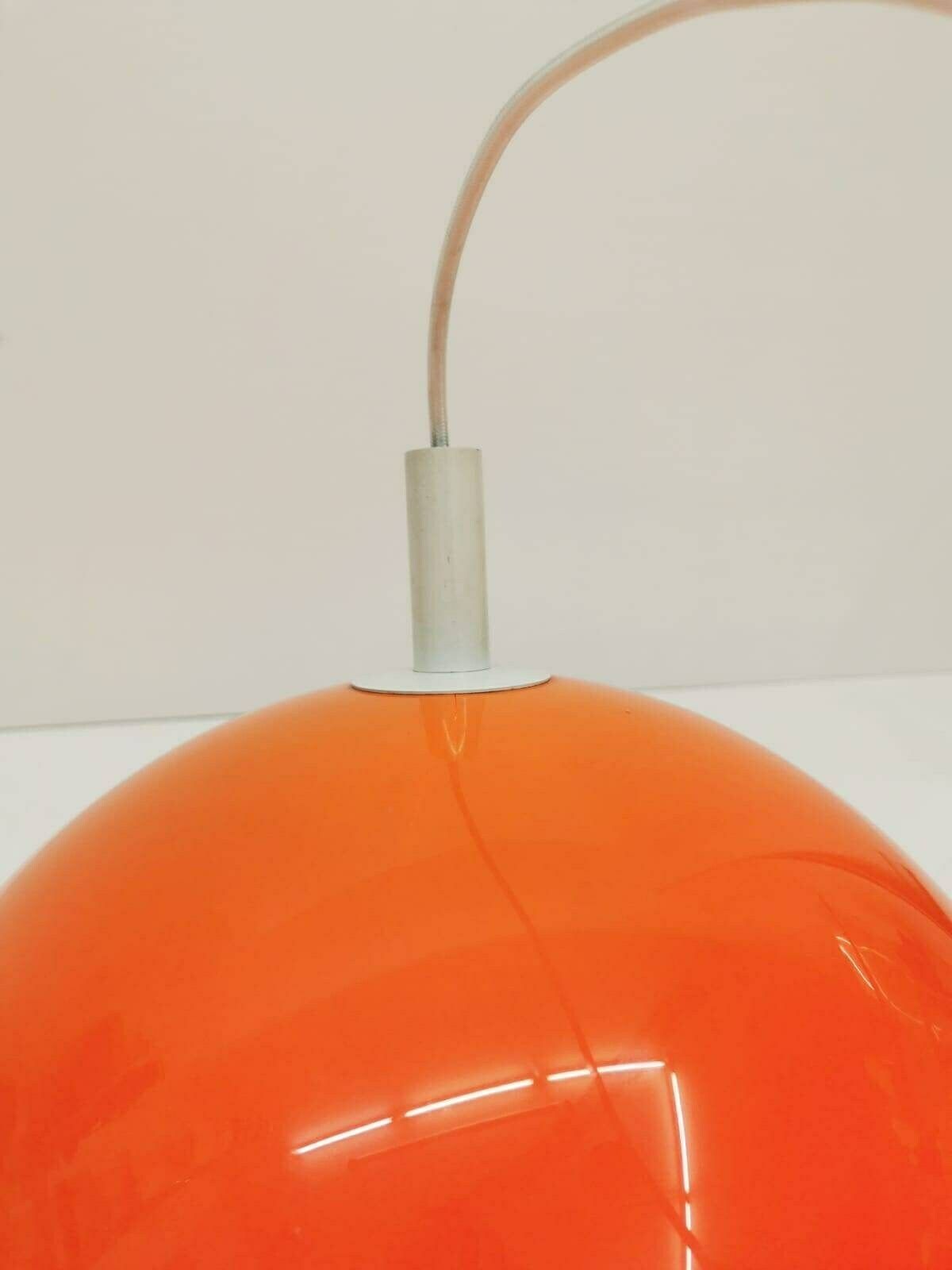 Harvey Space Age Guzzini For Meblo Orange Hanging Lamp, 1960s photo vintage