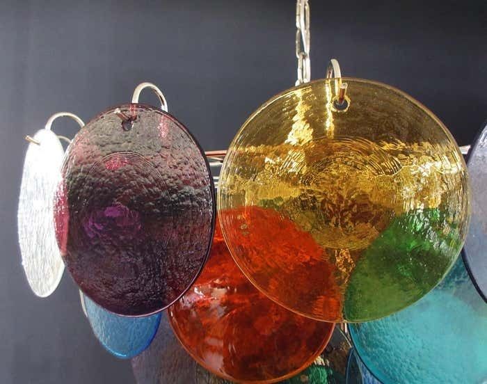 Lighting Italian Multicolored Glass Disks Chandelier, Murano photo