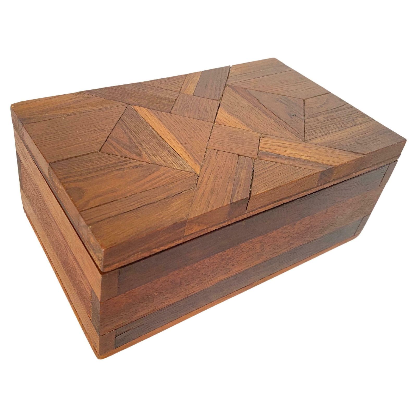 Decorative And Jewelry Box In Wood With Geometrical Inlays France 1970 photo furniture