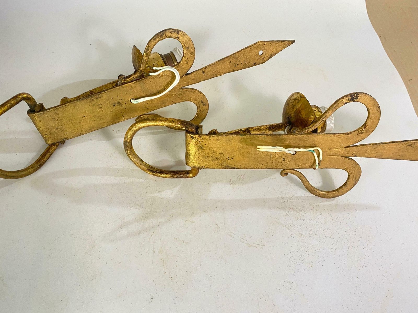 Pair Of Vintage Iron French Sconces Gold Color 20th Century photo furniture