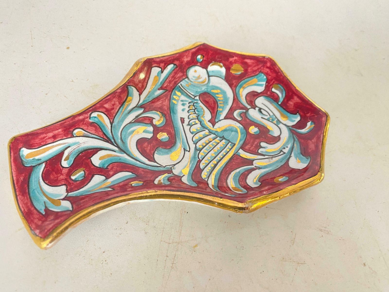 Ceramic Red Ashtray Or Vide Poche In A Shell Form Circa 1960 Italy photo vinterior