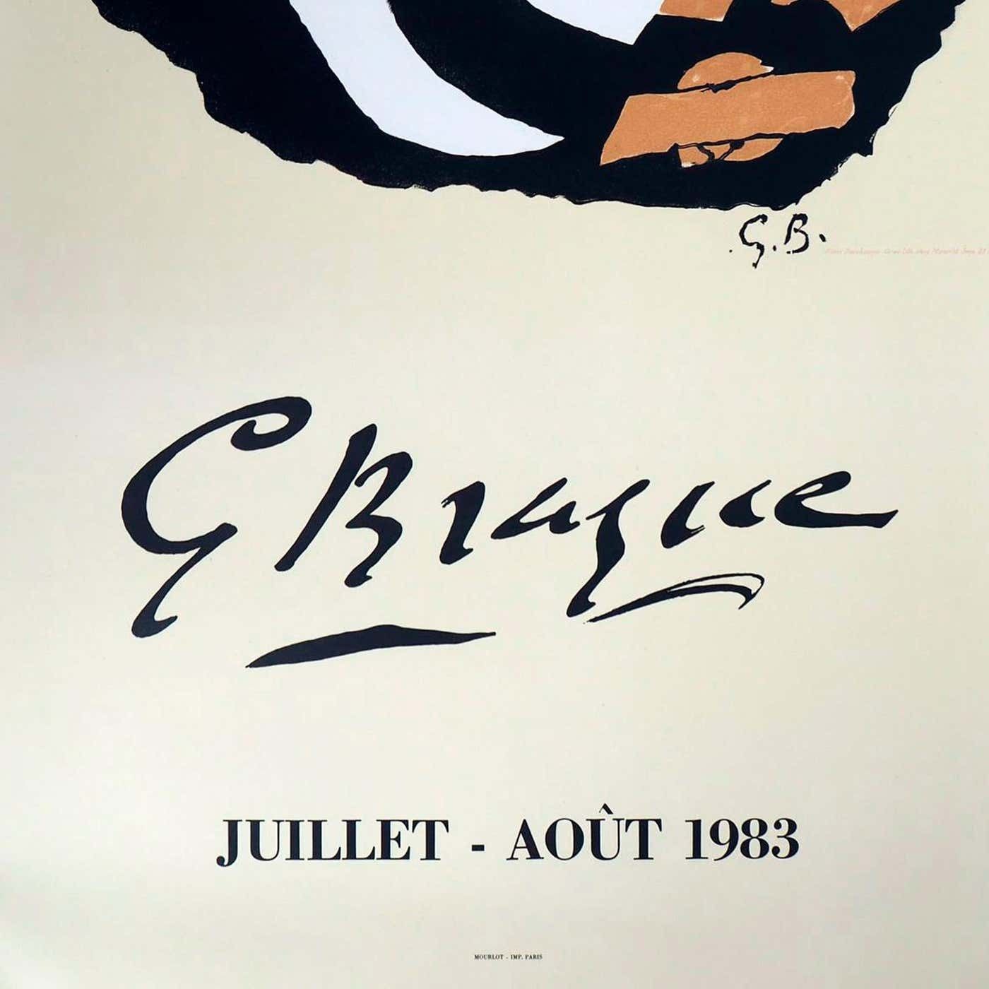 Lithograph Poster By Georges Braque, Musée D'art Moderne  Céret, France, 1983 photo Art