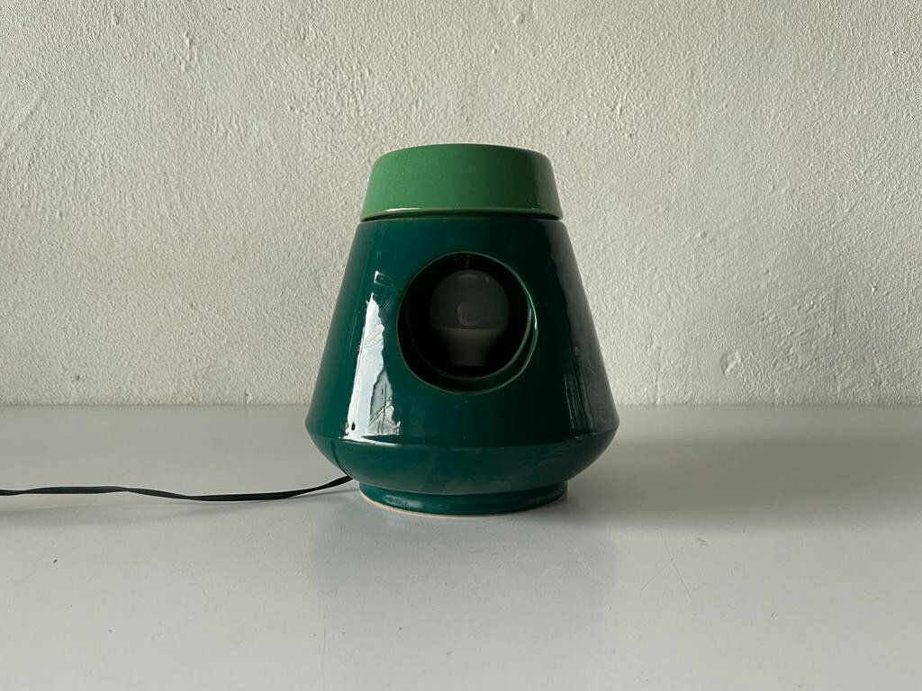 Very Rare Italian Mid Century Modern Green Ceramic Swivel Table Lamp, 1960s, Italy photo vintage