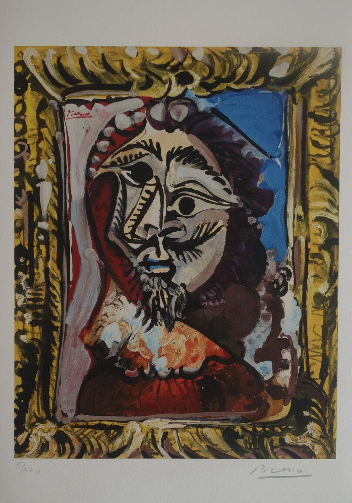 Fine Cubist Limited Edition Print   Portrait Of A Musketeer, Pablo Picasso, Hand Signed & Numbered photo vintage