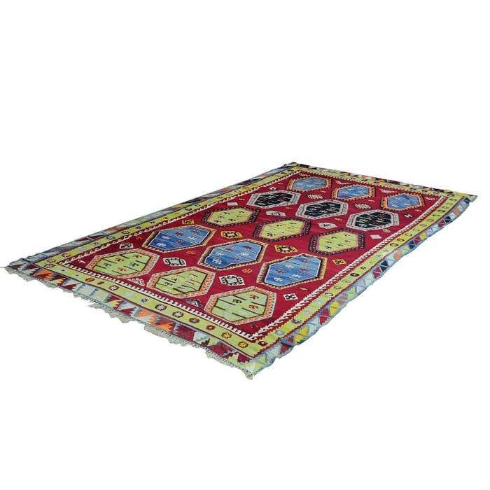 Antique Colorful Turkish Sarkisla Kilim Rug Ca. 1930 photo Textiles