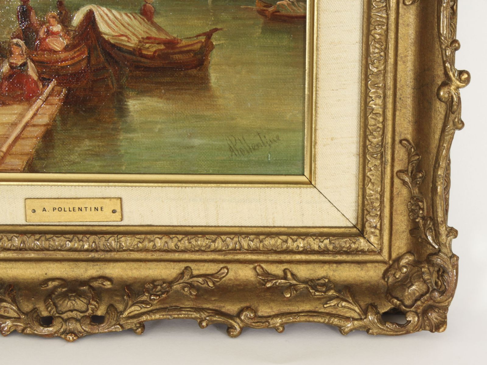 Antique Oil Painting Grand Canal Venice Alfred Pollentine 19th Century photo vinterior