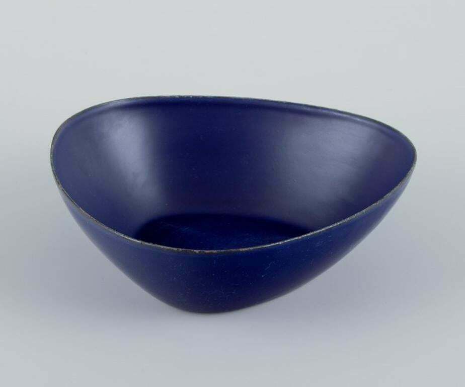 Kockum, Sweden. Pair Of Retro Metal Bowls. Dark Blue Enamel. From The 1970s. photo furniture