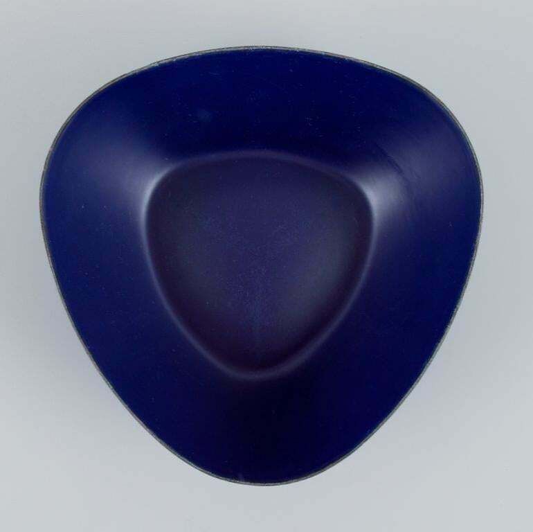 Kockum, Sweden. Pair Of Retro Metal Bowls. Dark Blue Enamel. From The 1970s. photo Home Decor