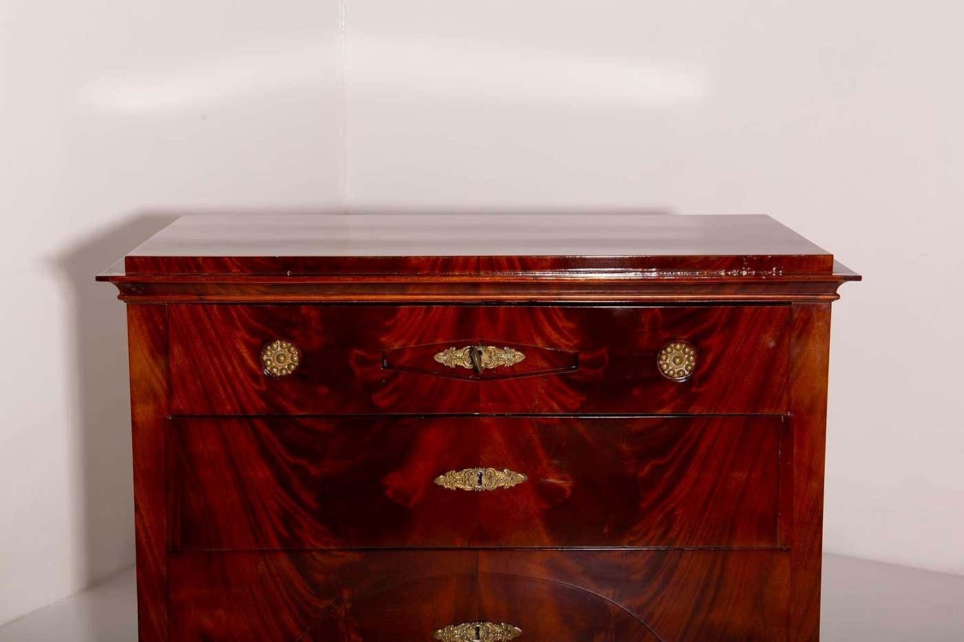 Antique Biedermeier Style Drop Front Mahogany Secretary Chest photo vinterior
