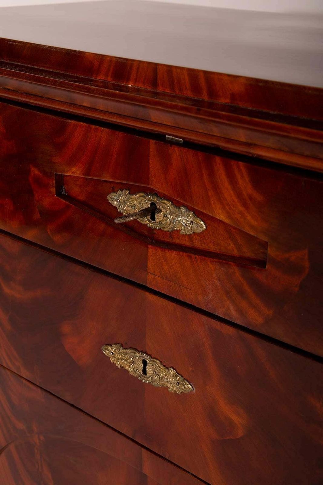 6941.0 Antique Biedermeier Style Drop Front Mahogany Secretary Chest photo