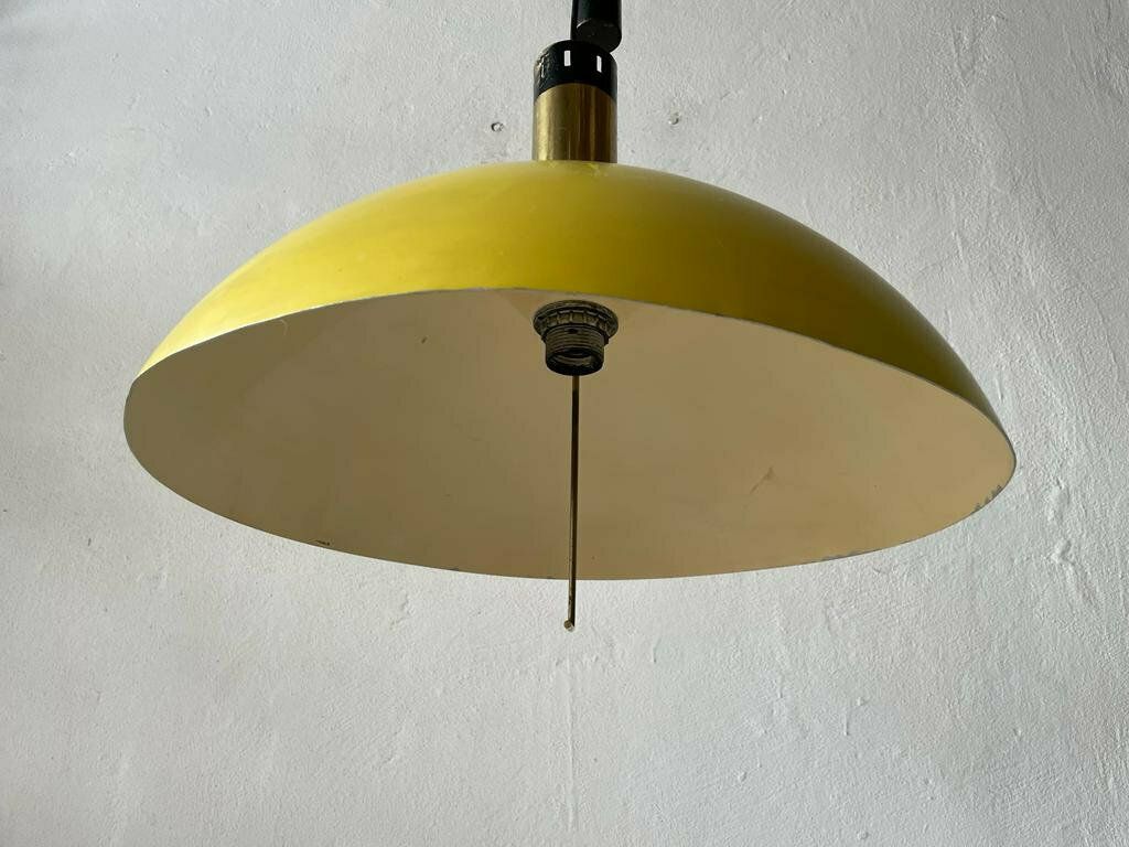Yellow Metal Shade Counterweight Pendant Lamp By Stilux, 1970s, Italy photo vinterior