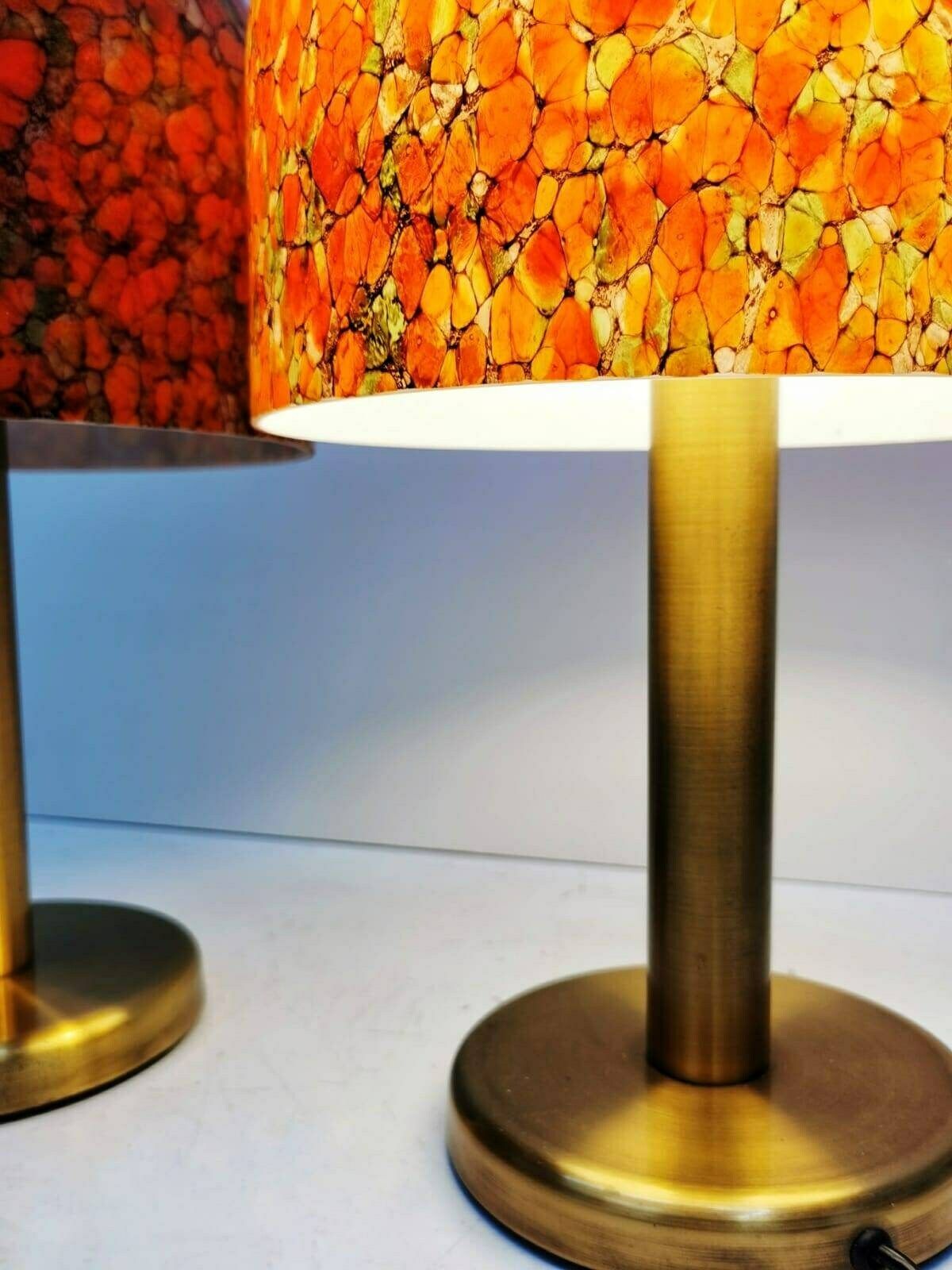 Pair Of Glass And Brass Table Lamps By Peil & Putzler Germany 1970s photo buy
