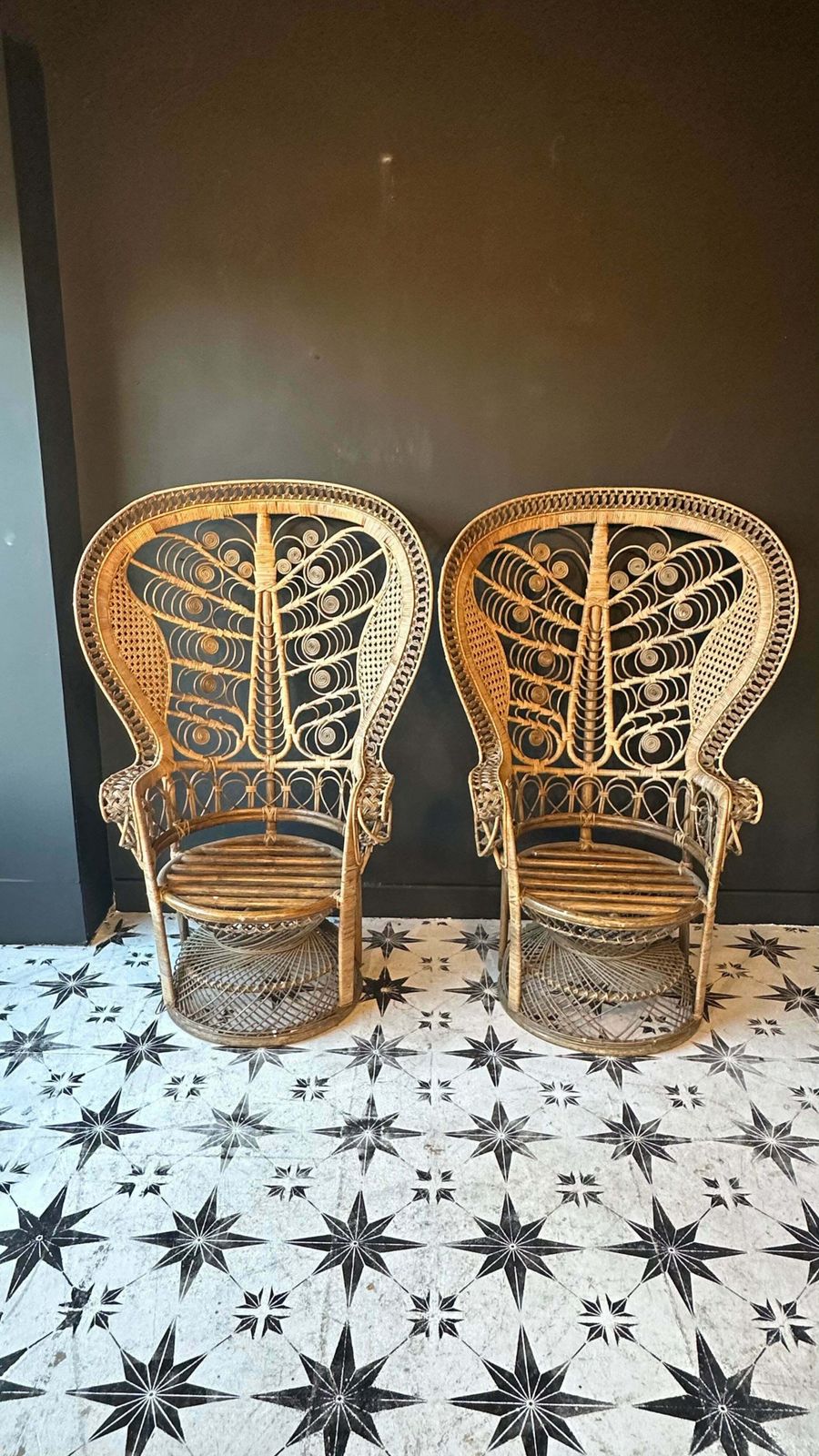 Stunning Pair Of Emmanuelle Peacock By Koq Maison Throne Chairs   Rare photo furniture