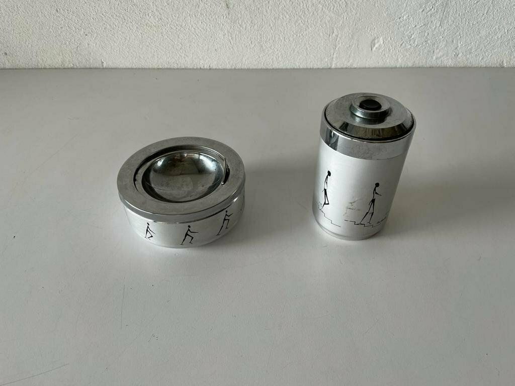 Mid Century Modern Set Of 2 Ashtray And Cigarette Dispenser By Radaelli, 1960s, Italy photo furniture