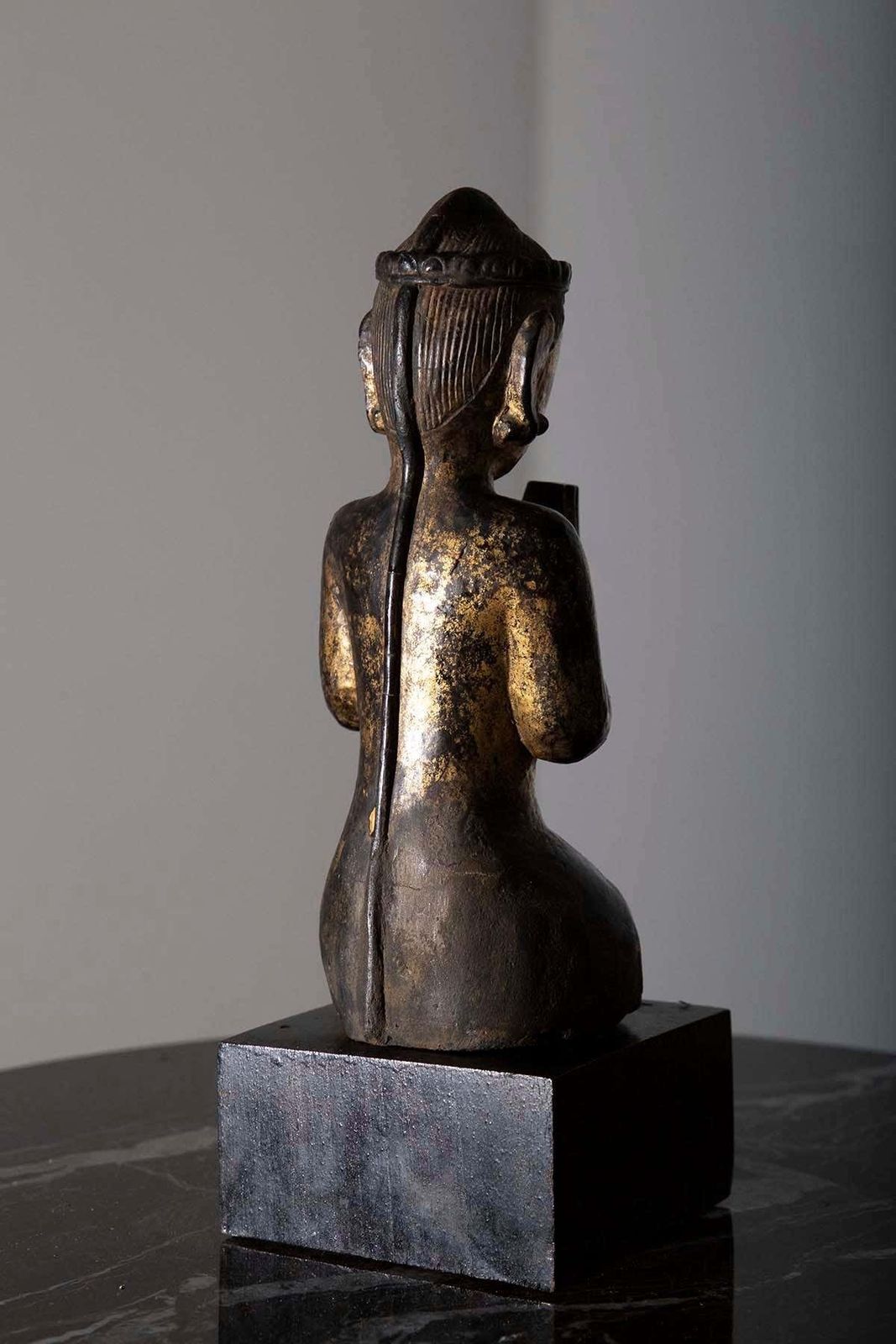 Lacquered Wooden Sculpture Depicting Burma Praying, Early 19th Century photo buy