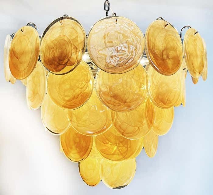 photo for sale Gorgeous Murano Chandelier Space Age   57 Gold Alabaster Iridescent Glasses