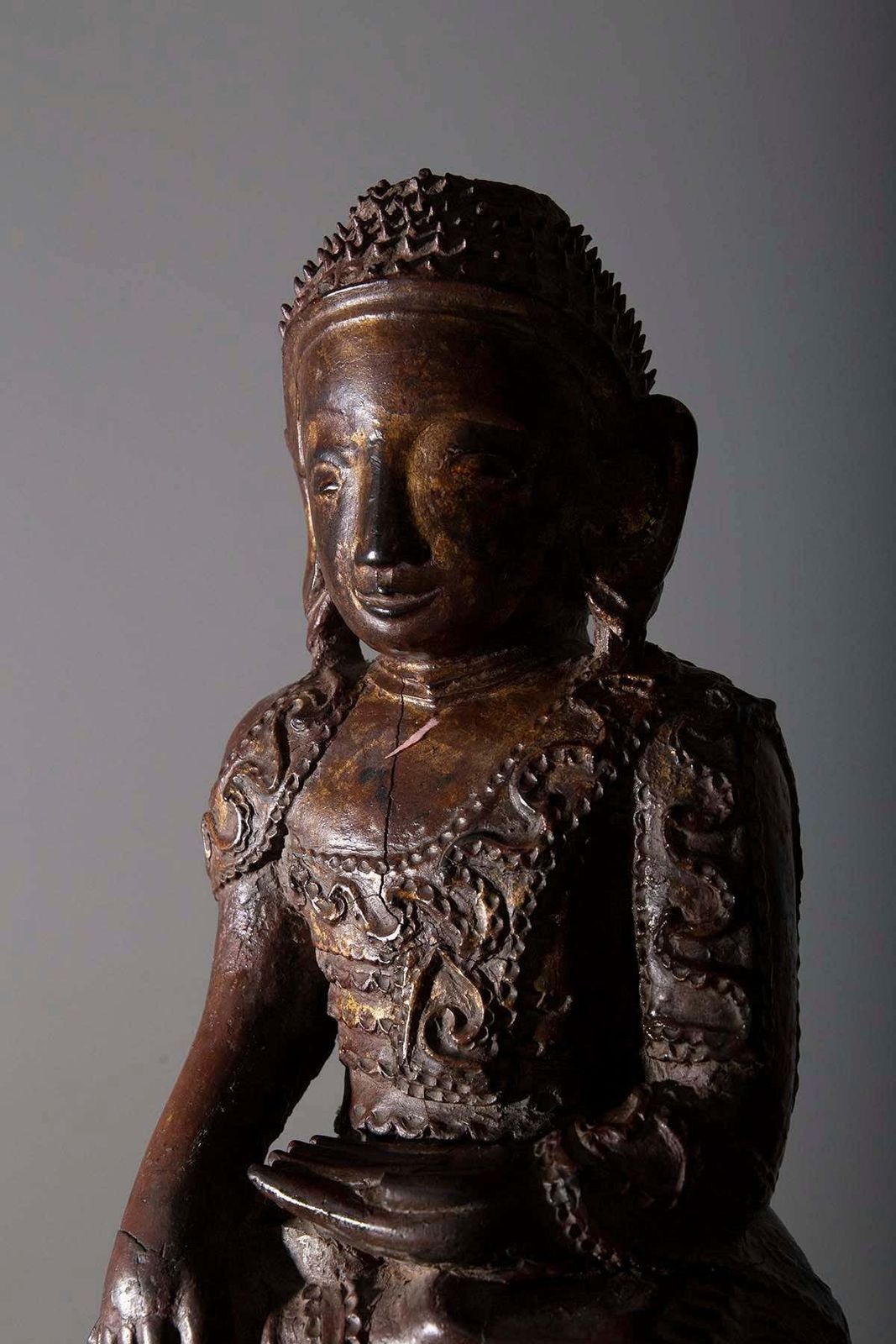 Large Wooden Buddha Sculpture Probably Laos, 19th 20th Century photo 1762.0