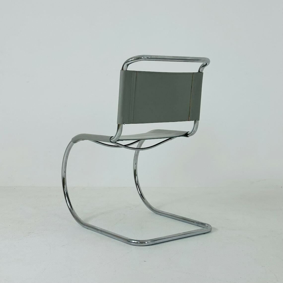1 Of 2 Mr10 Lounge Grey Leather Chair Design By Ludwig Mies Van Der Rohe  1980s photo vinterior