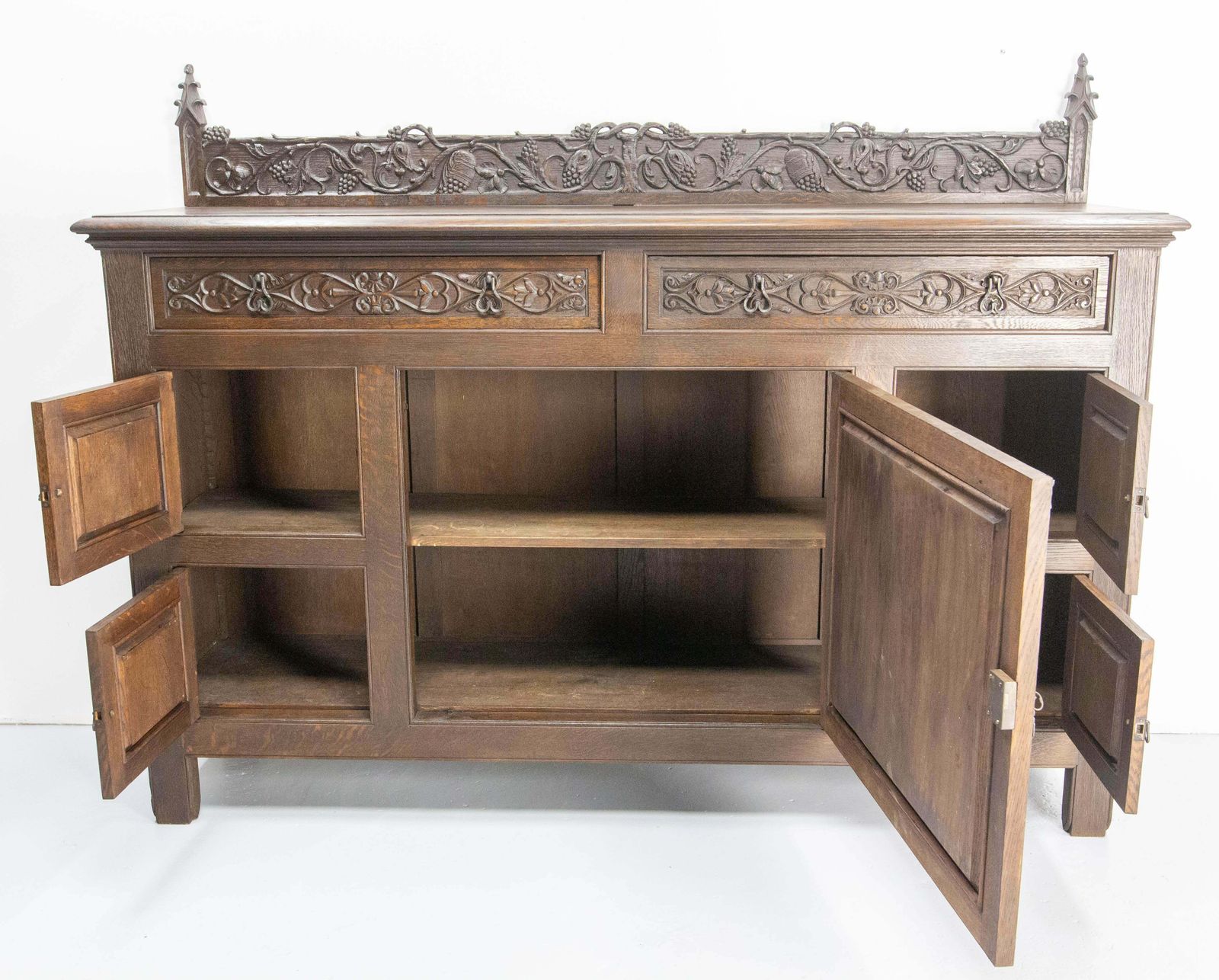 French Oak & Wrought Iron Buffet Neogothic St Tree Of Life Theme Early 20th C photo buy