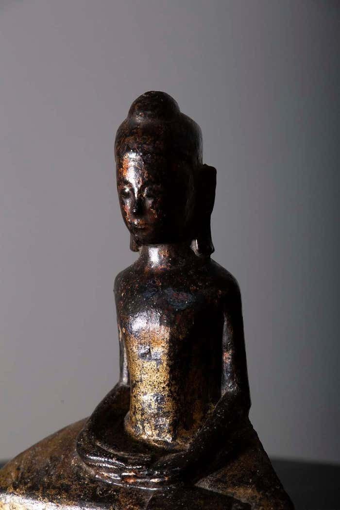 Dvaravati Meditation Buddha Statue In Antique Thai photo 1923.0