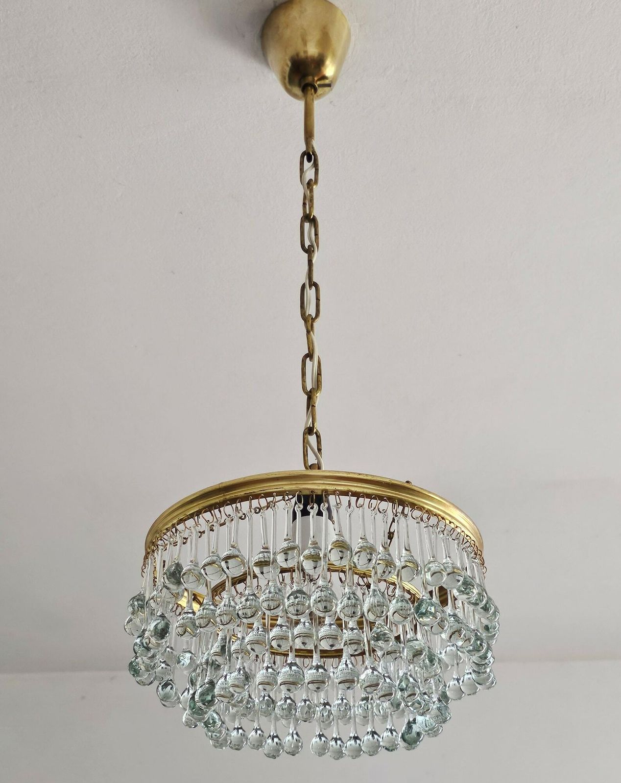 Small Hollywood Regency Chandelier With Mini Teardrop Crystals // Made In Austria In 1940s photo furniture