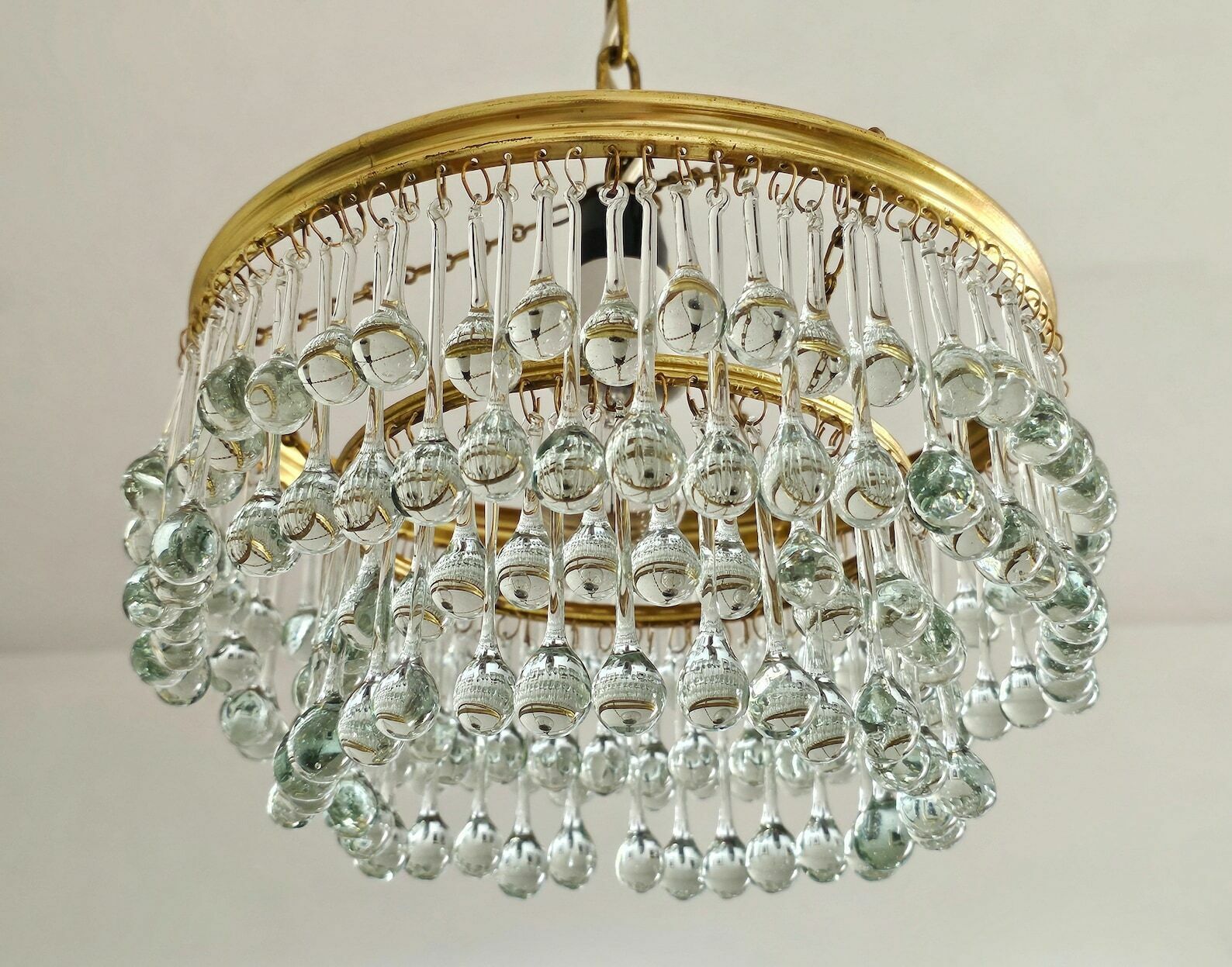 Small Hollywood Regency Chandelier With Mini Teardrop Crystals // Made In Austria In 1940s photo for sale