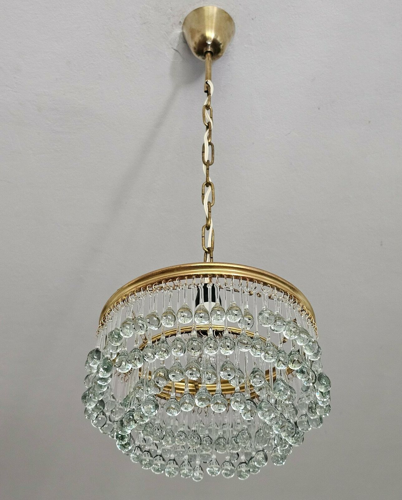 photo furniture Small Hollywood Regency Chandelier With Mini Teardrop Crystals // Made In Austria In 1940s