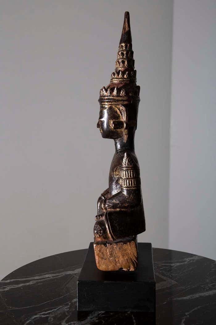 Antique Sculpture Wooden Buddha Mun From Thailand 19th Century photo buy