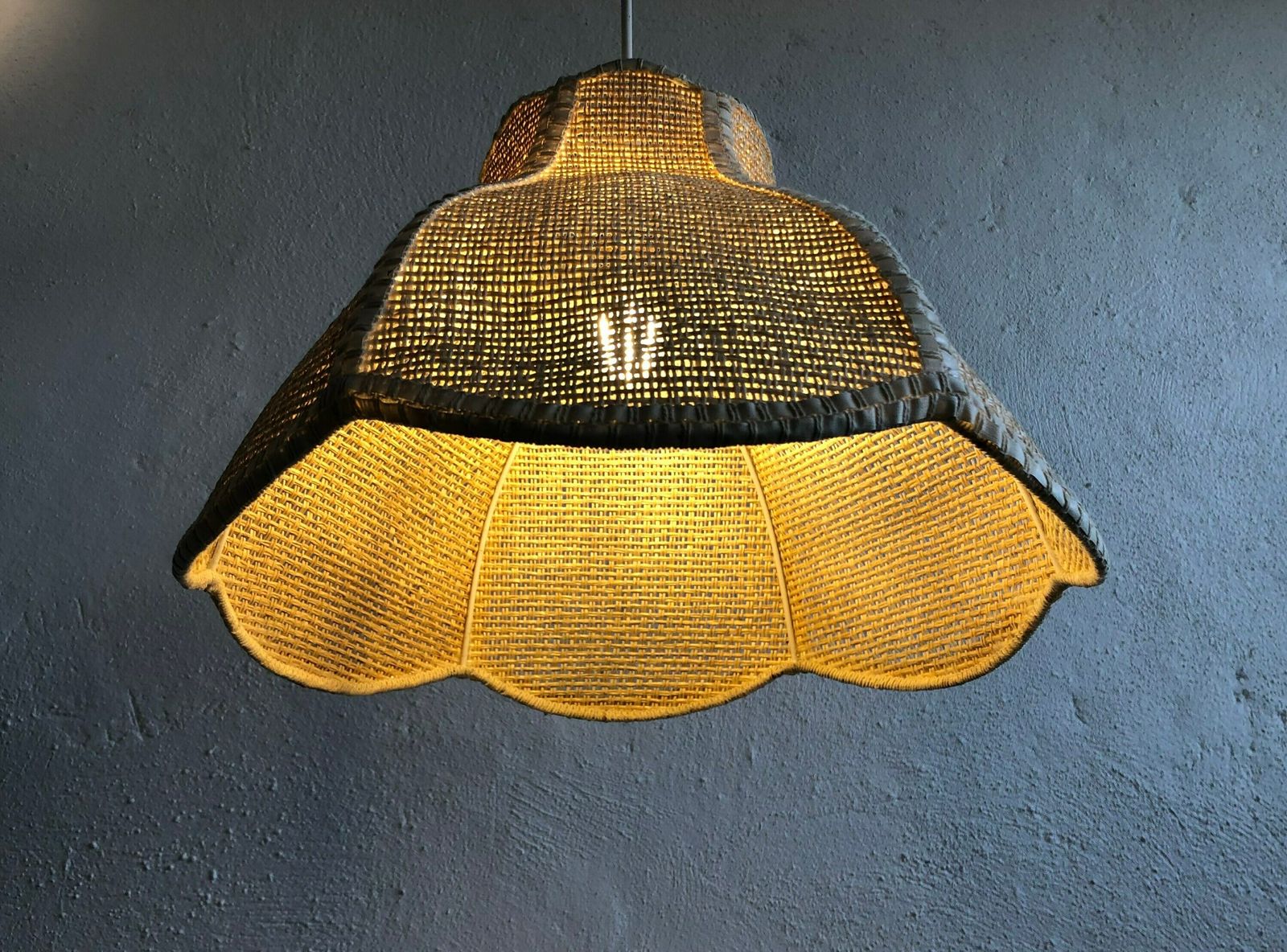 Scandinavian Mid Century Ceiling Lamp Made Of Woven Rattan In An Classic Shape And Modernist Style photo furniture