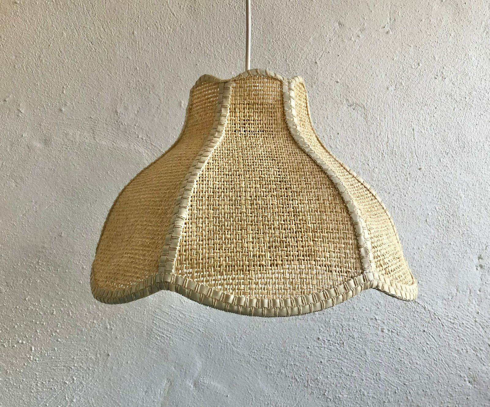 Scandinavian Mid Century Ceiling Lamp Made Of Woven Rattan In An Classic Shape And Modernist Style photo 196.0