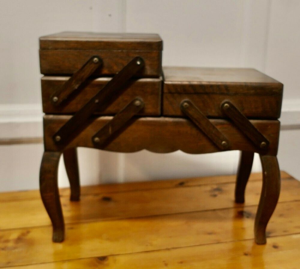 French Art Deco Metamorphic Concertina Work Or Sewing Box photo furniture