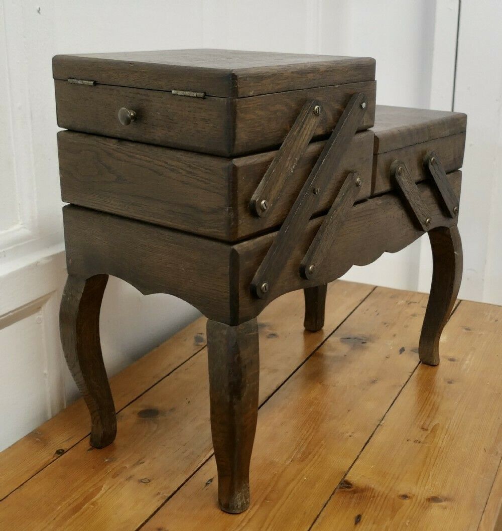French Art Deco Metamorphic Concertina Work Or Sewing Box photo for sale