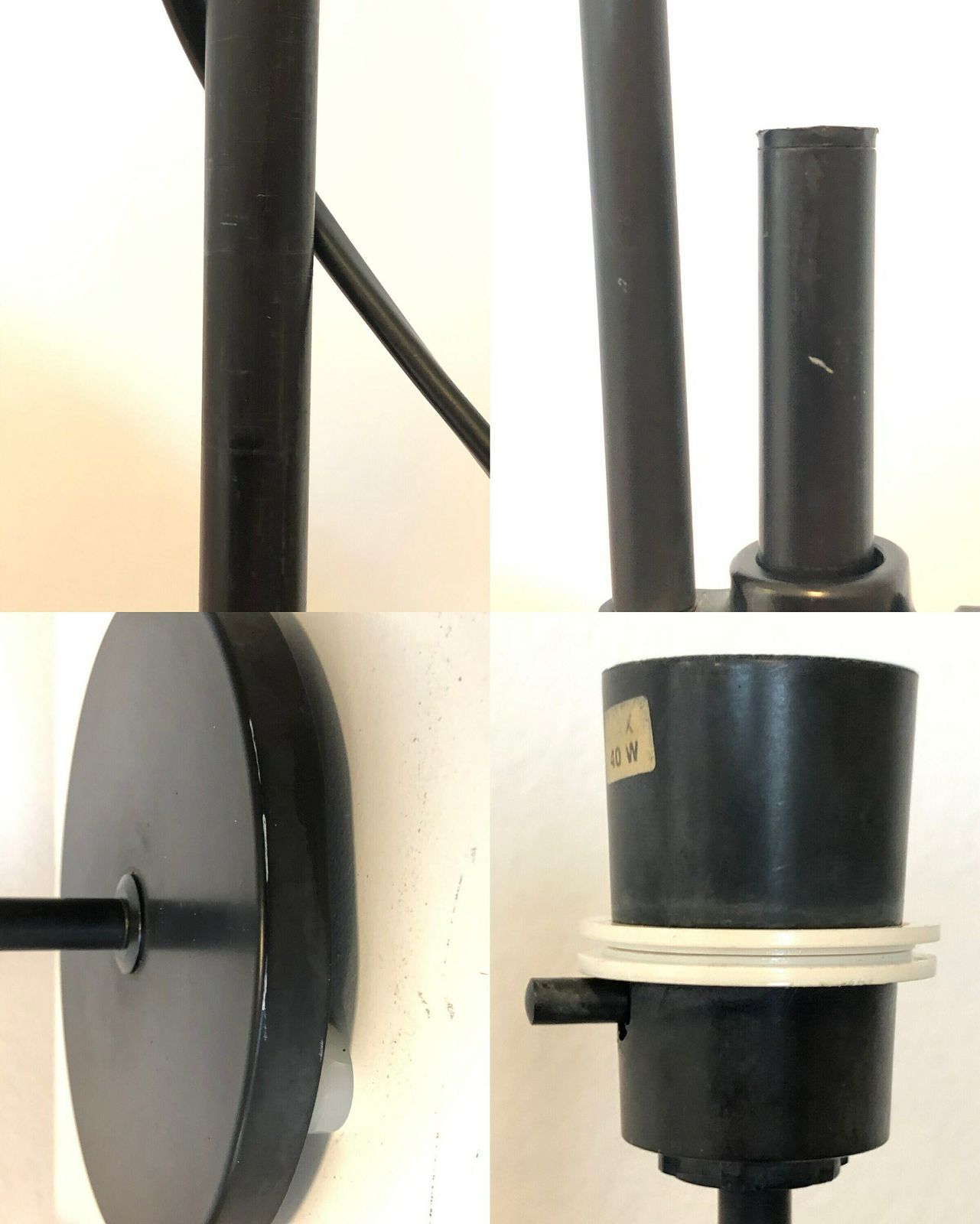 photo furniture Danish Modernist Table Lamp With Heavy Black Painted Iron Base And Cute Coral Pleated Vintage Fabric Shade