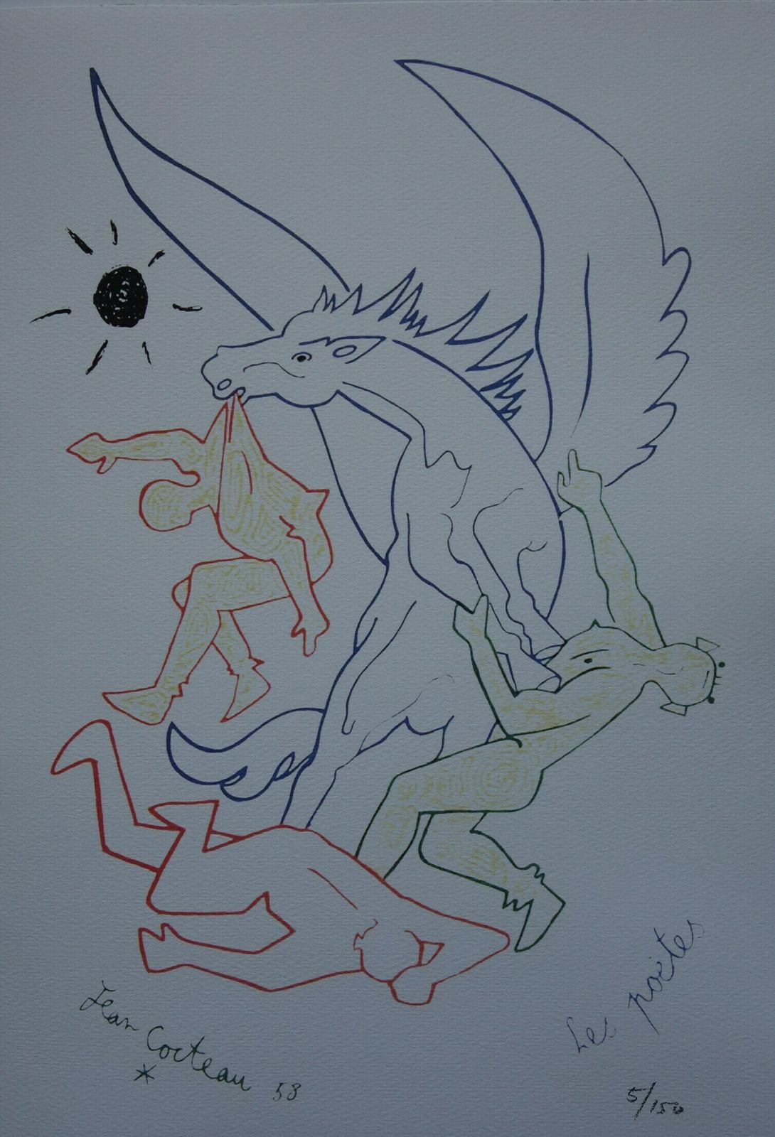 photo for sale Rare Beautiful Limited Illustration Print   Pegasus, Jean Cocteau, Signed, Numbered & Stamped