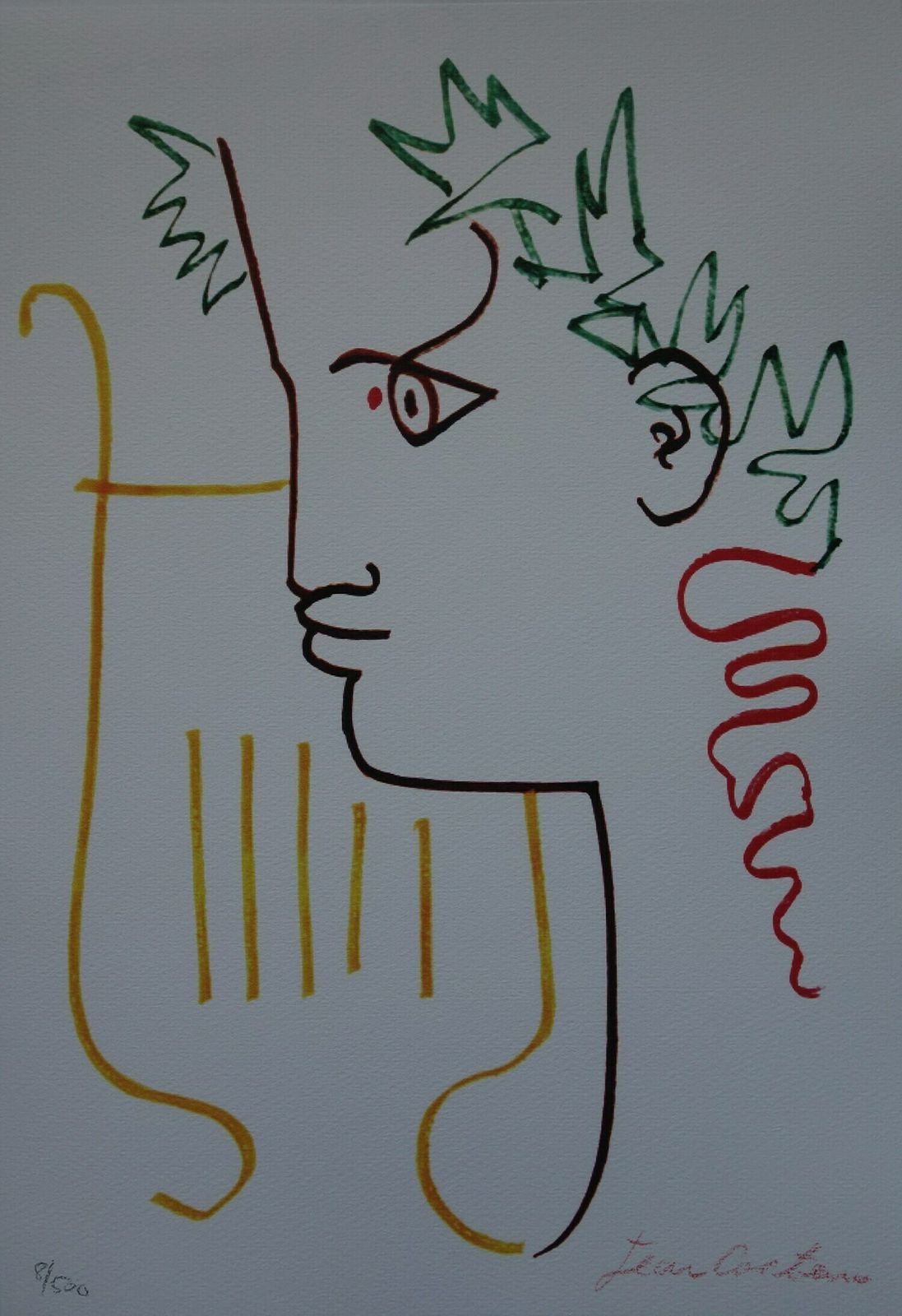 photo for sale Rare Beautiful Limited Illustration Print   Portrait, Jean Cocteau, Signed, Numbered & Stamped