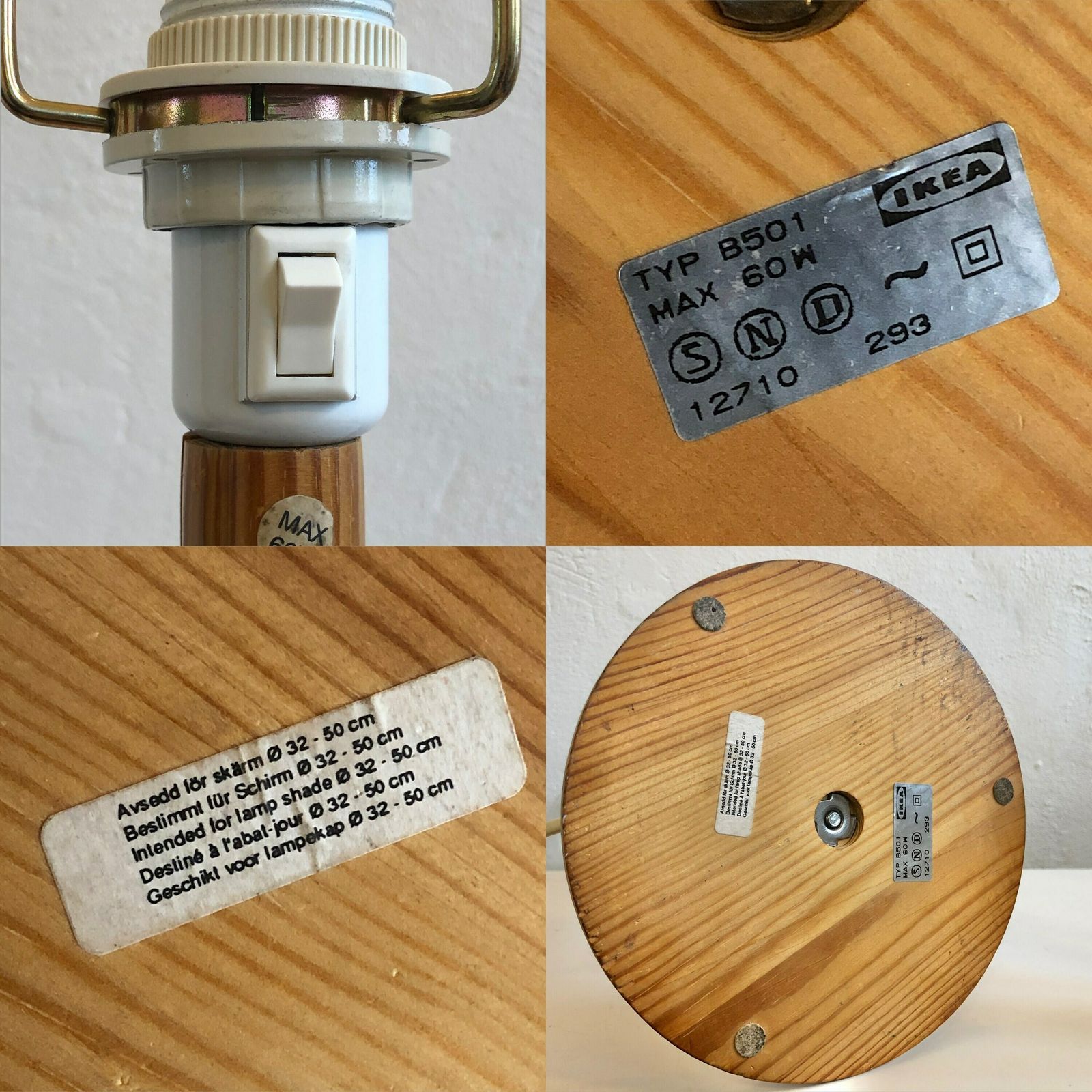 photo furniture Mid Century Danish And Swedish Collaboration Table Lamp With Orange/White Plastic Shade By Lars Schiøler And Vintage Wood Base By Ikea