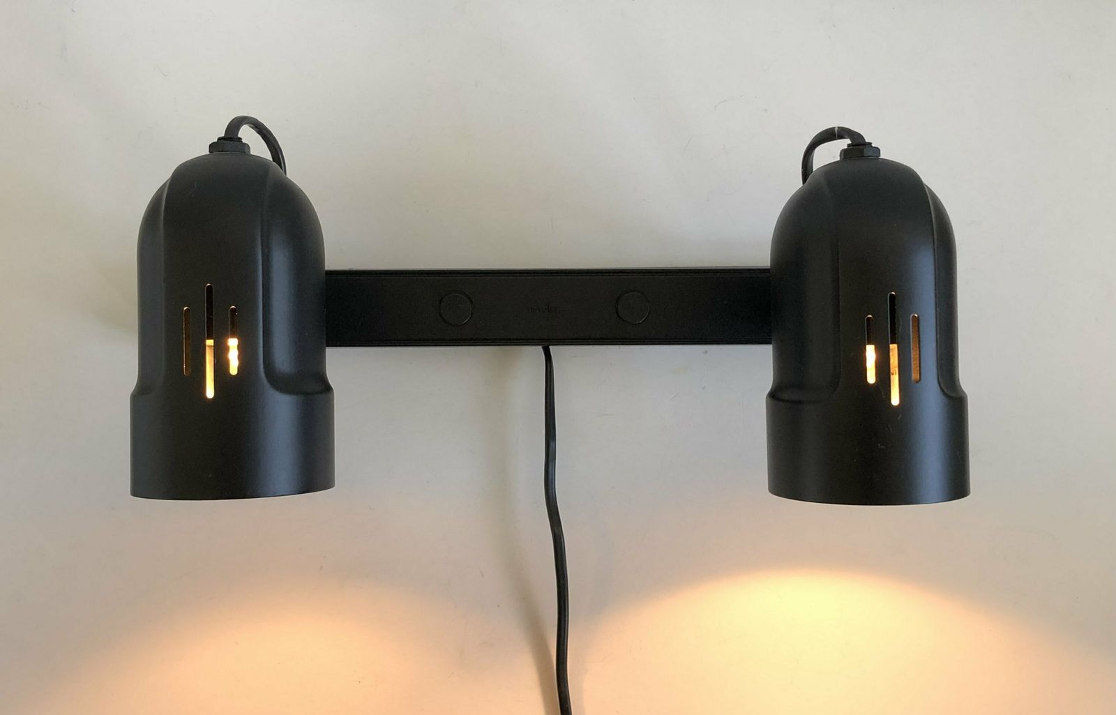 Pair Of Danish Postmodern Spots In Black Metal And Plastic   Design From Nordlux