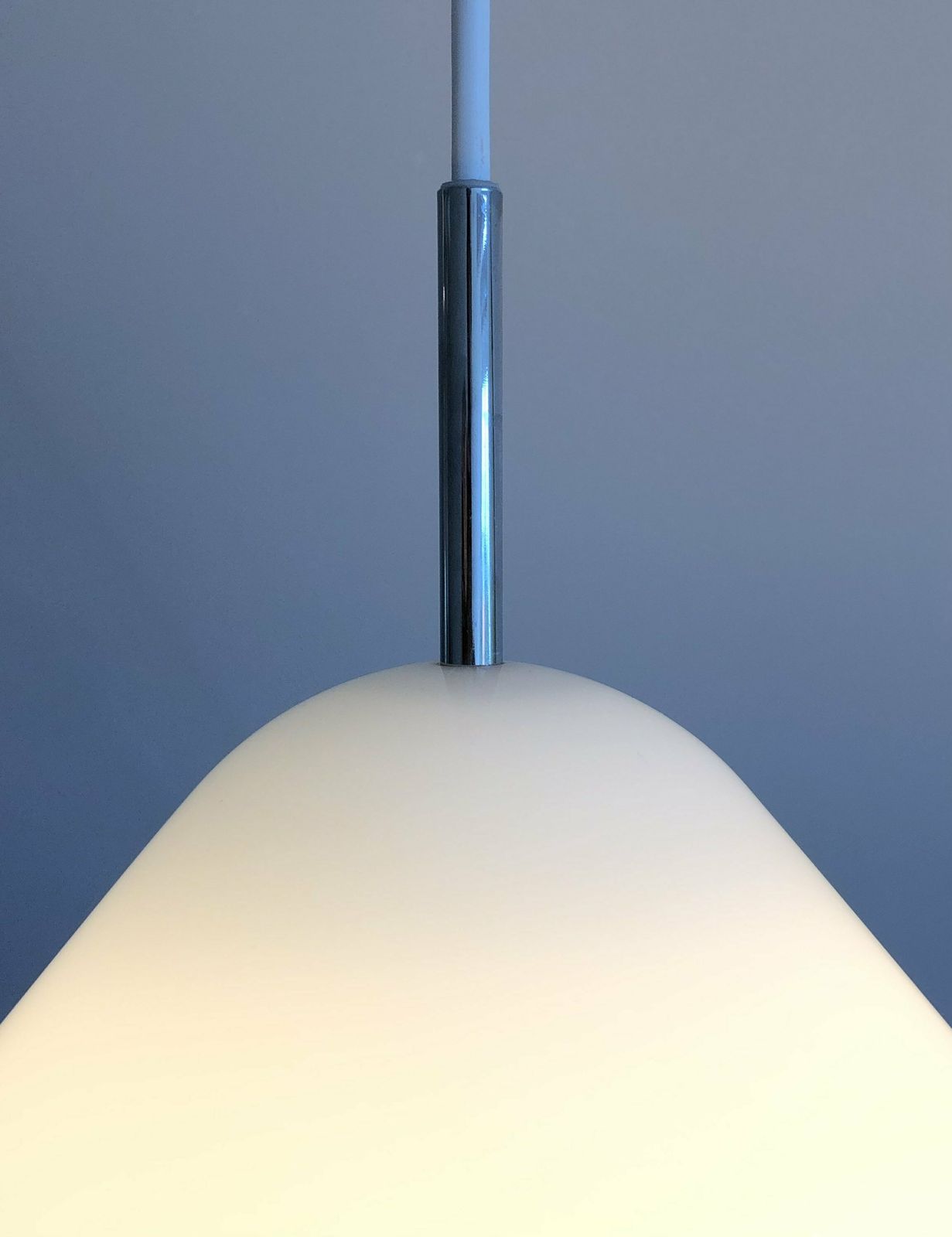 Danish Minimalist “Apollo” Mid Century Nordisk Solar Design Ceiling Lamp In White Plastic With Chrome Top photo Lighting