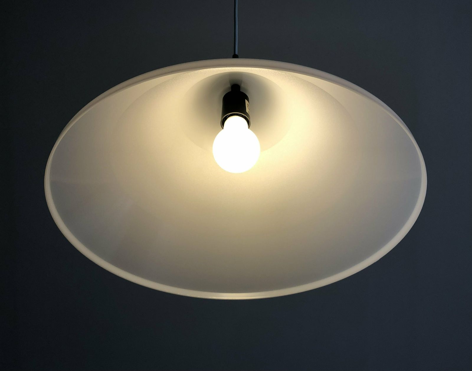 Danish Minimalist “Apollo” Mid Century Nordisk Solar Design Ceiling Lamp In White Plastic With Chrome Top photo 258.0