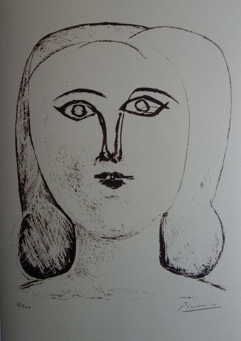 Fine Cubist Limited Edition Print   Buste De Femme, Pablo Picasso, Hand Signed & Stamped