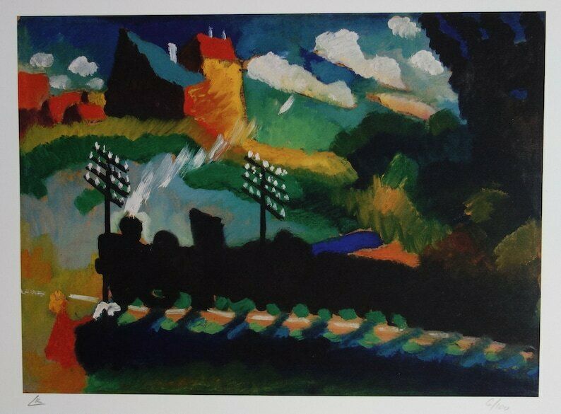 Fine Abstract Limited Edition Print – Landscape With Train, Wassily Kandinsky, Signed & Numbered