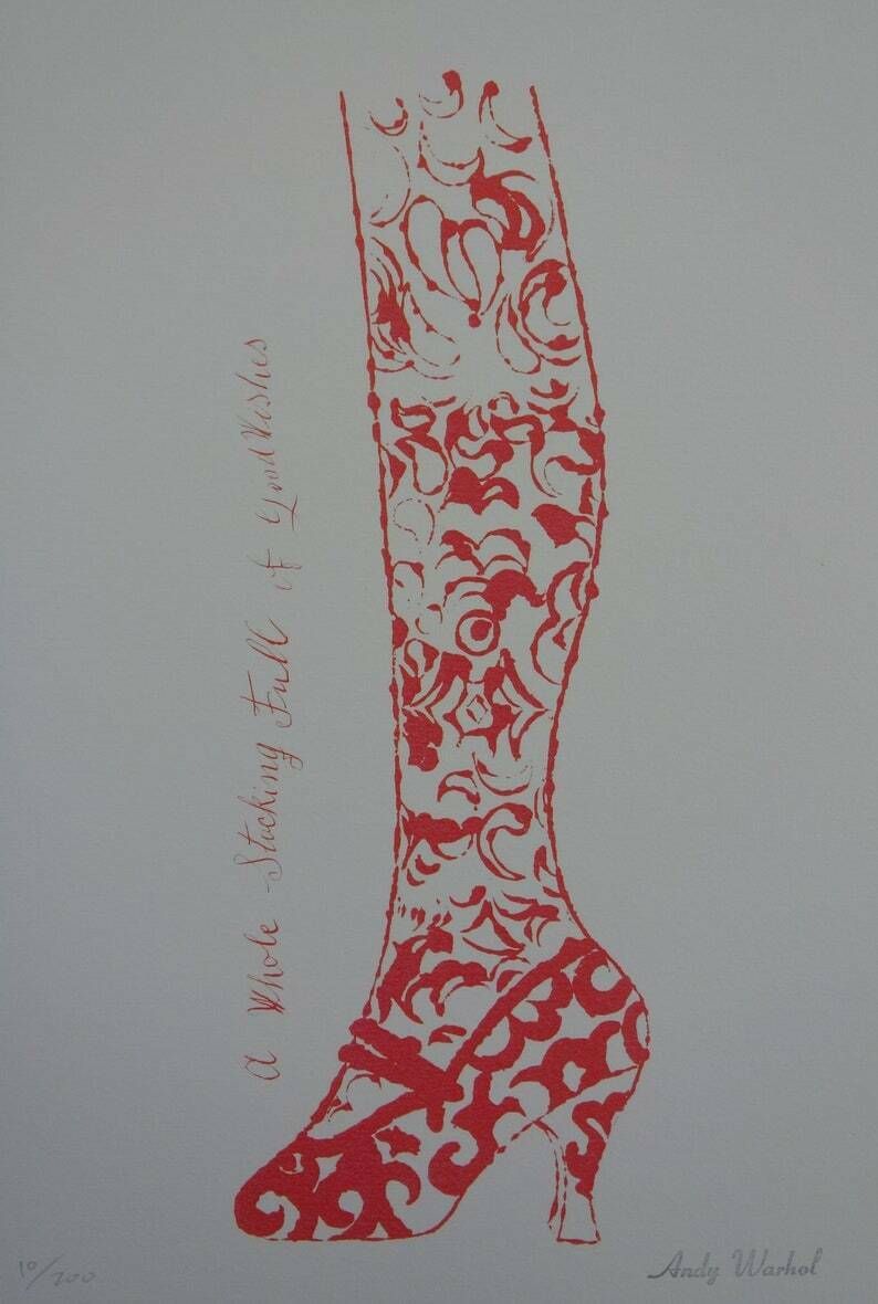 Fine Pop Art Limited Edition Illustration Print   Shoe, Andy Warhol, Signed, Numbered & Stamped